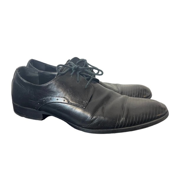 KENNETH COLE Black Leather Wing Tip Dress Shoes - Picture 1 of 5
